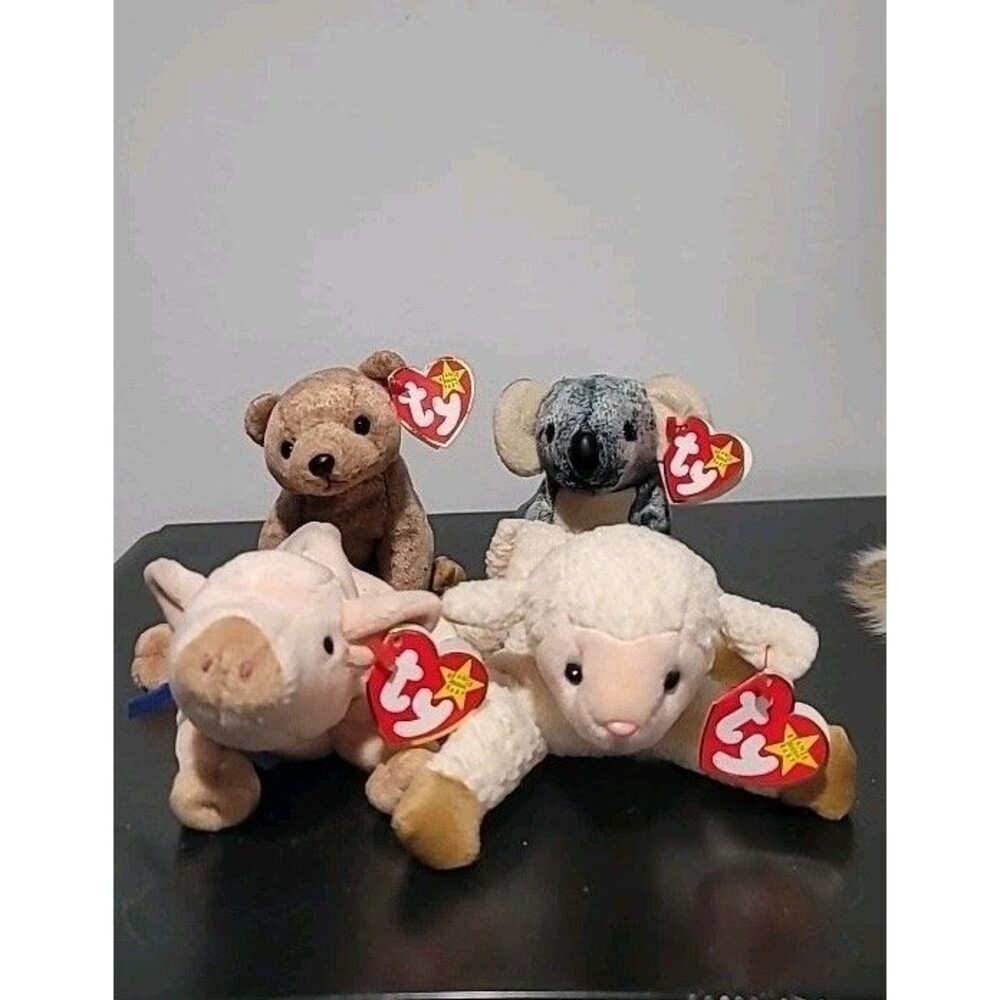 TY Beanie Babies Lot Of 4 with Tags - Pig Lamb Koala Bear